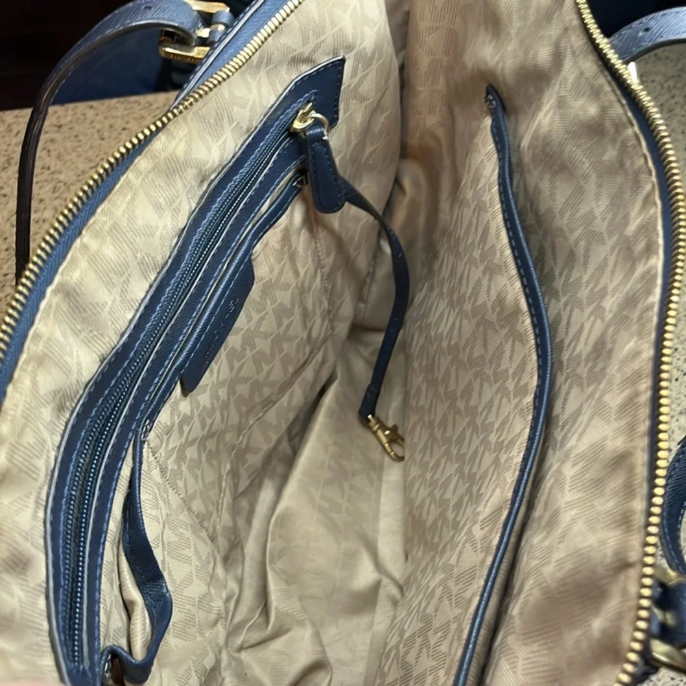 Michael Kors Large Blue Leather Shoulder Bag